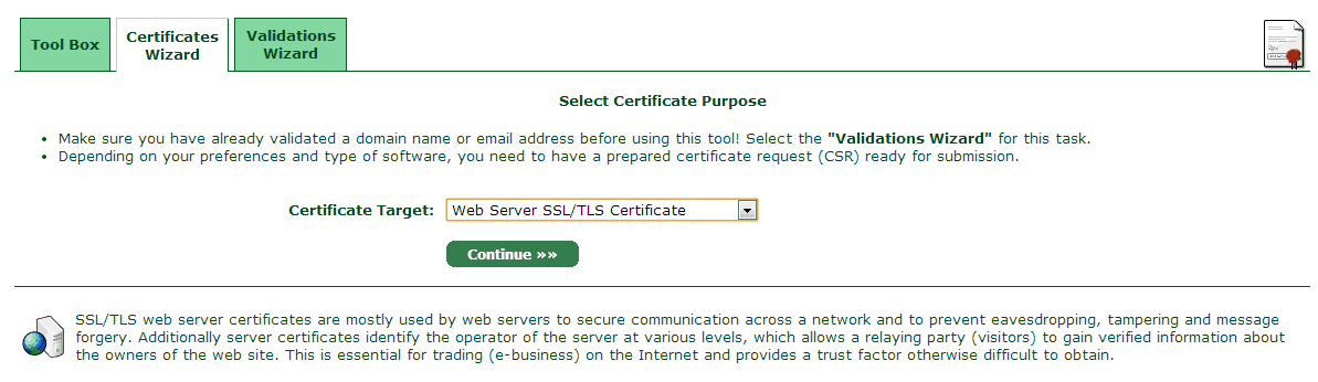 Owncloud - StartSSL - 1 - Type de certificat